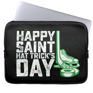Happy Saint Hat Trick's Day Ice Hockey St Patricks Laptop Sleeve