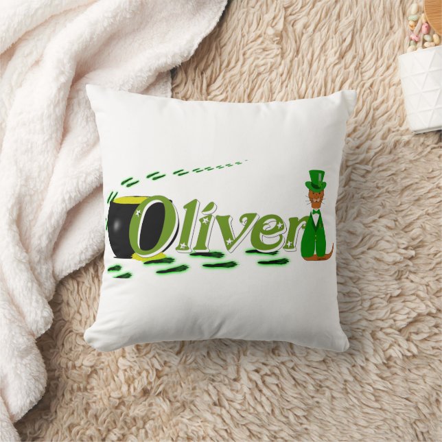 Happy Saint Patrick’s Day Oliver Cube Throw Pillow (Blanket)