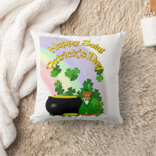 “Happy Saint Patrick’s Day Oliver” Pouf Throw Pillow