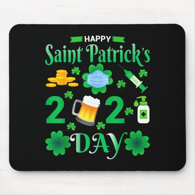 Happy Saint Patrick's Day 2024 Irish Shamrock Face Mouse Pad (Front)