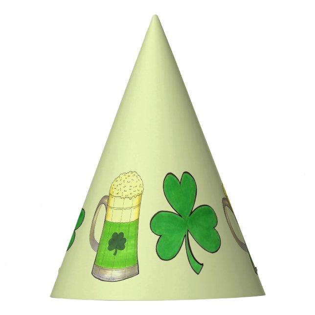 Happy Saint Patrick's Day Beer Green Shamrock Party Hat (Front)
