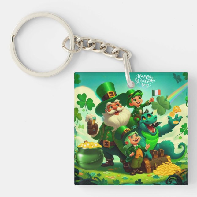 Happy Saint Patrick's Day colourful Keychain (Front)