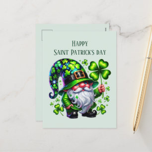 Happy Saint Patrick's Day gnome add text Holiday Postcard
