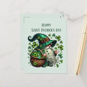 Happy Saint Patrick's Day gnome add text Holiday Postcard
