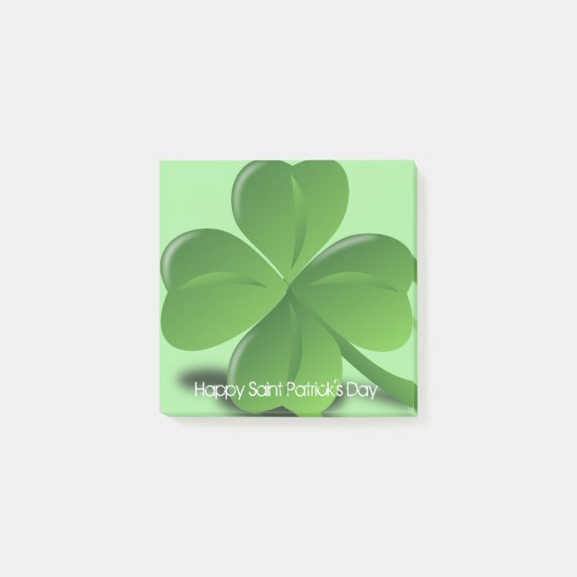 Happy Saint Patricks Day Green Shamrock Post-it Notes (Front)