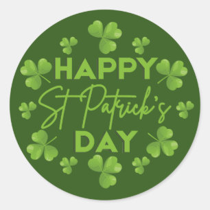 Happy Saint Patrick's Day Irish Colourful Shamrock Classic Round Sticker