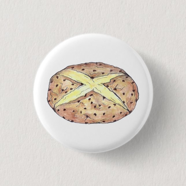 Happy Saint Patrick's Day Irish Soda Bread Loaf 1 Inch Round Button (Front)