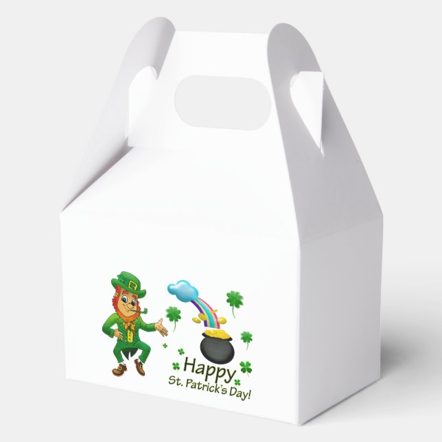 Happy Saint Patrick's Day Leprechaun Rainbow  Favor Box (Back)