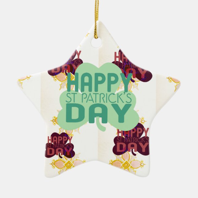 Happy Saint Patrick's Day Lovely Art Print Ceramic Ornament (Front)