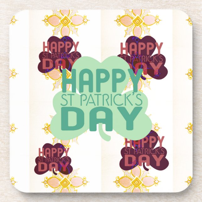 Happy Saint Patrick's Day Lovely Art Print Coaster (Front)