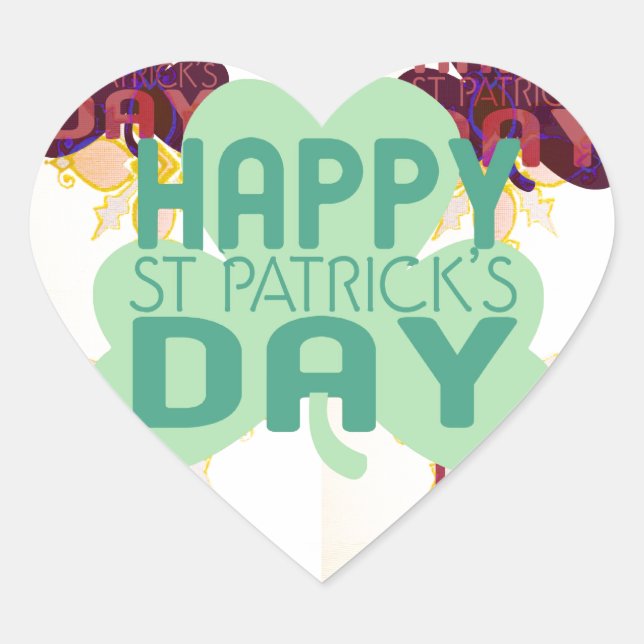 Happy Saint Patrick's Day Lovely Art Print Heart Sticker (Front)