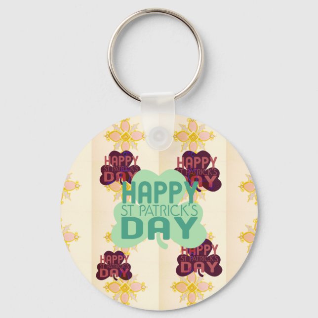 Happy Saint Patrick's Day Lovely Art Print Keychain (Front)
