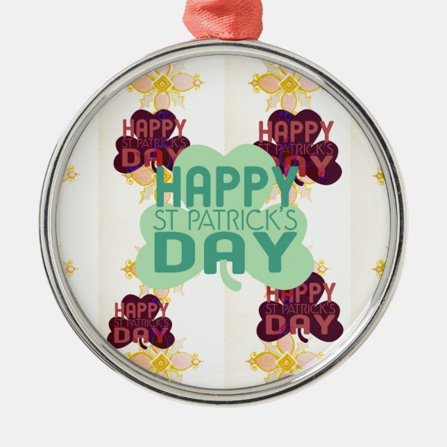 Happy Saint Patrick's Day Lovely Art Print Metal Ornament (Front)