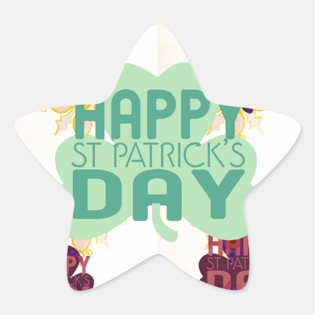 Happy Saint Patrick's Day Lovely Art Print Star Sticker (Front)