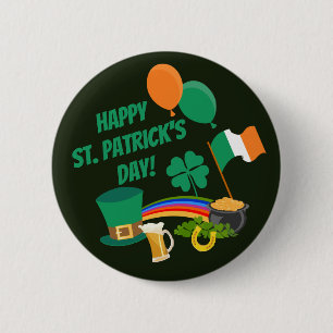Happy Saint Patrick's Day symbols and traditions B 2 Inch Round Button