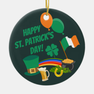 Happy Saint Patrick's Day symbols and traditions Ceramic Ornament