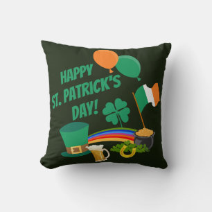 Happy Saint Patrick's Day symbols and traditions Throw Pillow