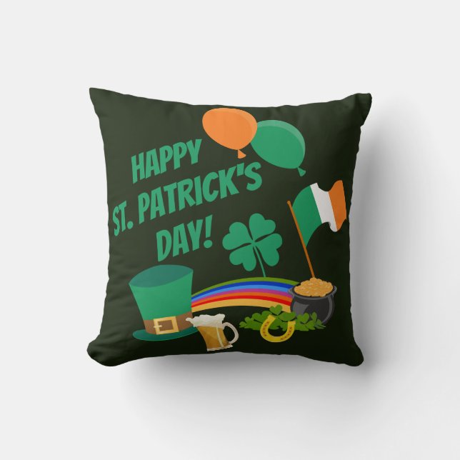 Happy Saint Patrick's Day symbols and traditions Throw Pillow (Front)