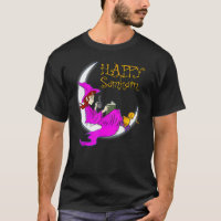 Happy Samhain Purple Witch Books Coffee Cats Moon 