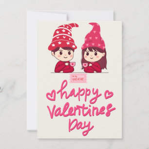 happy   san  valentine lovers drinking coffee holiday card