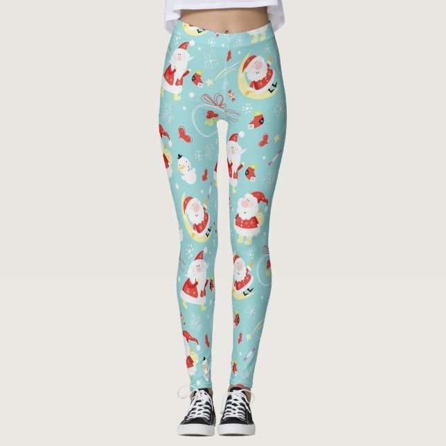 Happy Santa And Frosty Leggings (Front)