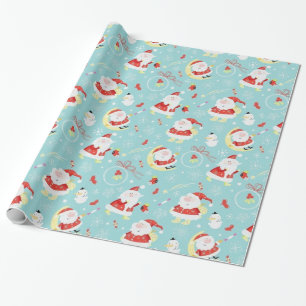 Happy Santa And Frosty Wrapping Paper