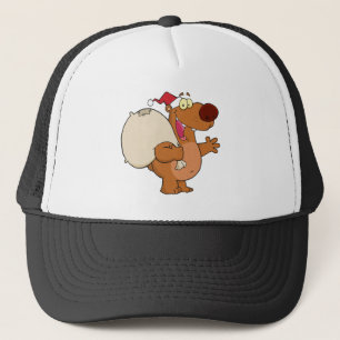 Happy Santa Bear Waving A Greeting Trucker Hat