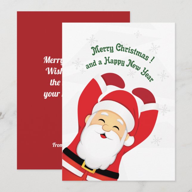 Happy Santa Cartoon Cute Christmas Card (Front/Back)
