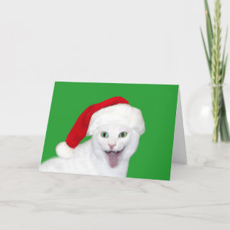 Happy Santa Cat Holiday Card