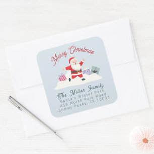 Happy Santa,  Christmas return address label
