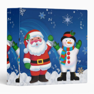 Happy Santa Claus and Snowman Binder