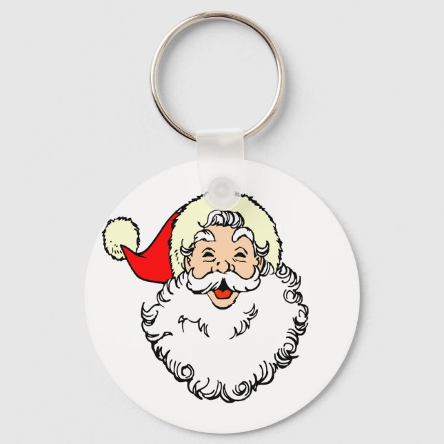 Happy Santa Claus Face Cartoon Keychain (Front)