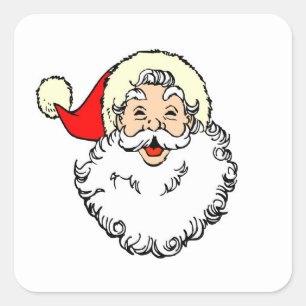 Happy Santa Claus Face Cartoon Square Sticker