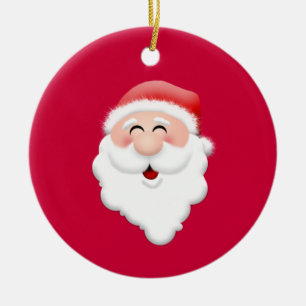 Happy Santa Claus Face Ceramic Ornament