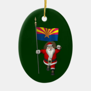 Happy Santa Claus On The Way To Arizona Ceramic Ornament