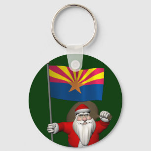 Happy Santa Claus On The Way To Arizona Keychain
