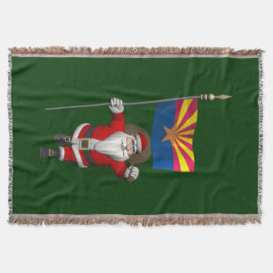 Happy Santa Claus On The Way To Arizona Throw Blanket