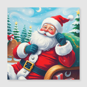 Happy Santa Claus Relaxing in Festive Sleigh