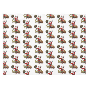 Happy Santa Claus Riding On Colourful Chameleon Tablecloth