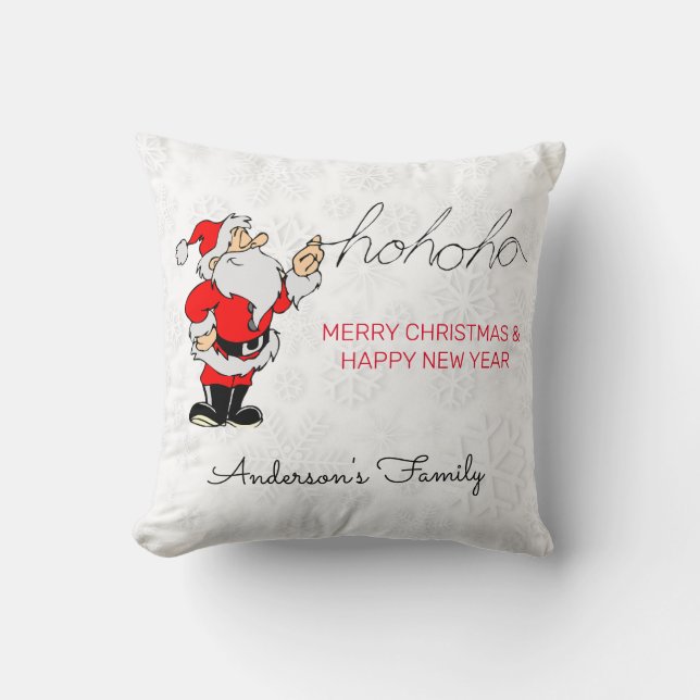 Happy Santa Claus Throw Pillow (Front)