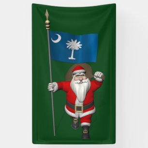 Happy Santa Claus With Flag Of South Carolina Banner