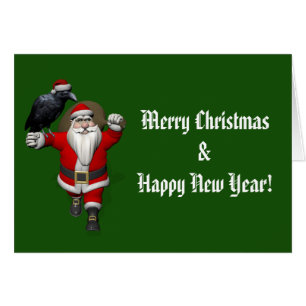 Happy Santa Claus With Huge Raven