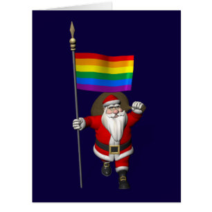 Happy Santa Claus With Rainbow Flag