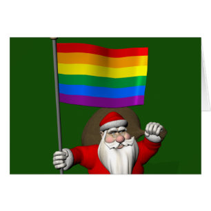 Happy Santa Claus With Rainbow Flag