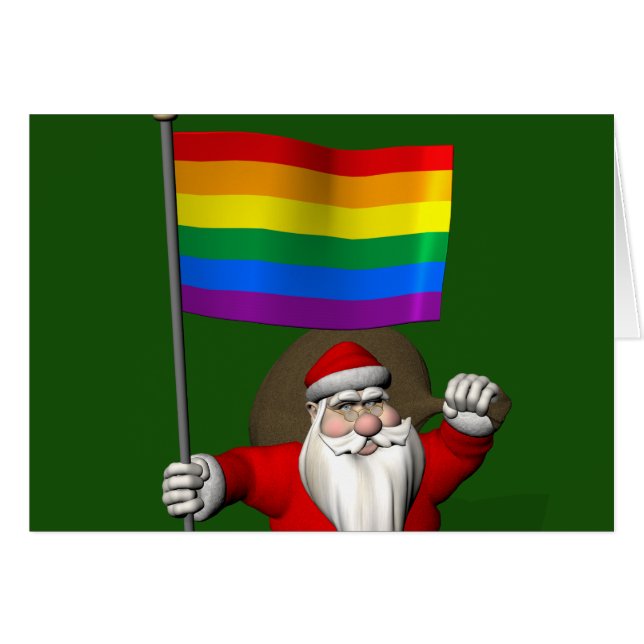 Happy Santa Claus With Rainbow Flag (Front Horizontal)