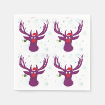 Happy Santa Deer New Year Paper Napkins