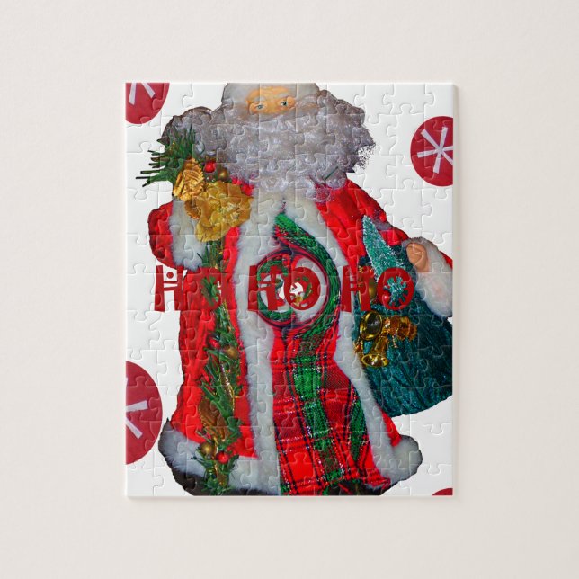 Happy Santa Hohoho Greetings graphic text art desi Jigsaw Puzzle (Vertical)