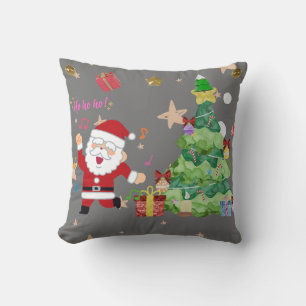 happy santa in new year throw pillow