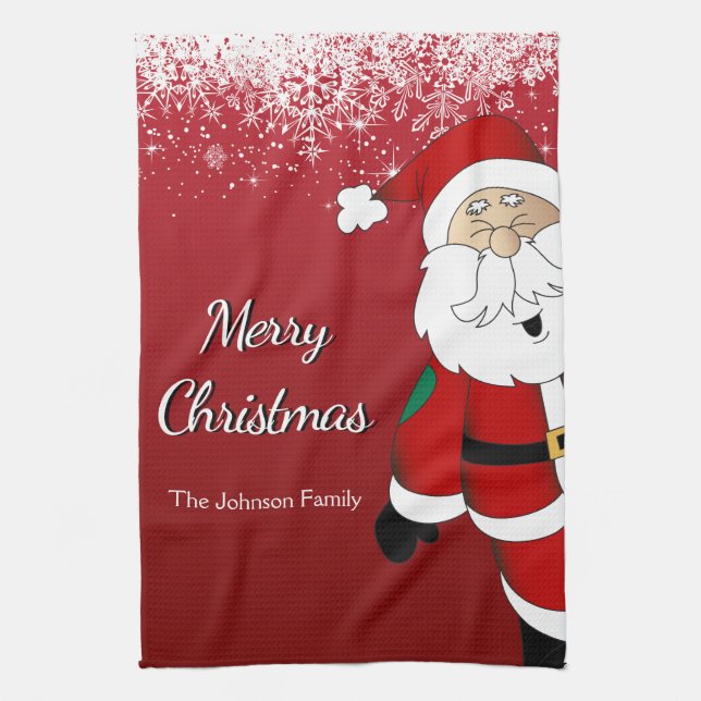Happy Santa Merry Christmas Kitchen Towel (Vertical)