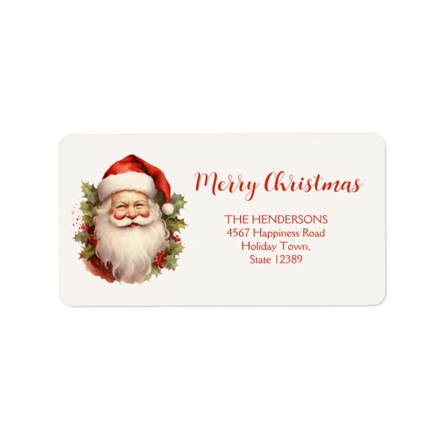  Happy Santa Merry Christmas Return Address Labels (Front)